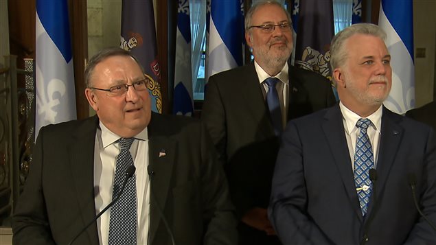 Le gouverneur du Maine Paul LePage et le premier ministre Philippe Couillard 