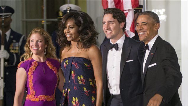 Barack y Michelle Obama recibieron a la pareja Trudeau-Grégoire para una cena de estado el jueves pasado en la Casa Blanca.