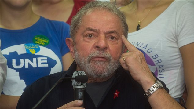 El expresidente brasileño Luiz Inacio Lula da Silva durante una conferencia de prensa en la sede del Partido de los Trabajadores. 