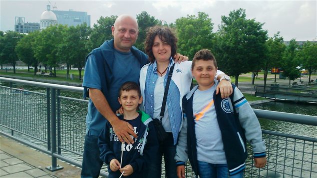  Tsoulena Moughalian, her husband, Krikor Kehyaian her sons Khajag (R), and Sarkis (L) in the Old Port of Montreal in 2015.