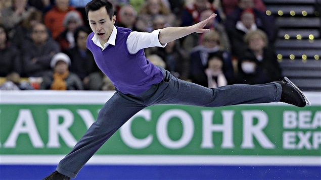 Patrick Chan took third place in the men’s short program at the World Figure Skating Championships on March 30, 2016 in Boston, U.S.