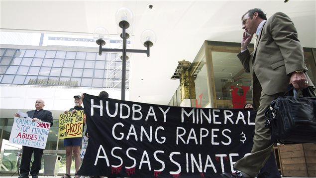 People gathered outside Hudbay Minerals annual general meeting in Toronto on June 14, 2012 to protest alleged violence against Mayans living near its Guatemalan operation.