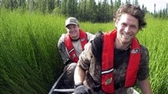 University of Ottawa PhD student Adam Houben (front) shown collecting samples in the NWT, was lead author on the research paper