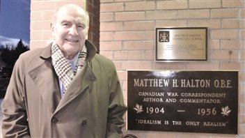 David Halton at the school in Pincher Creek Alberta named after his father.