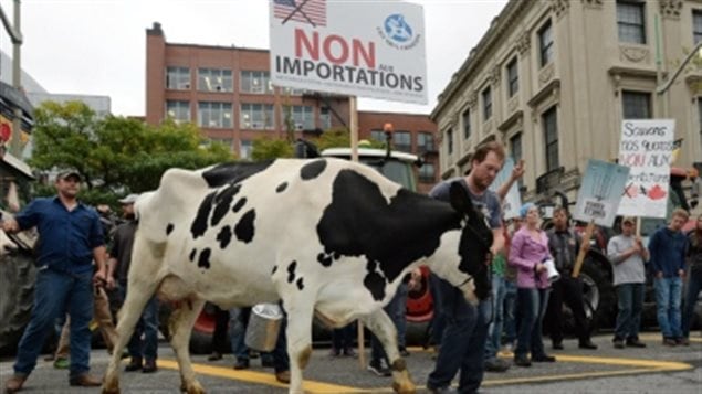 In September 2015, milk producers protested the Trans-Pacific Partnership which would weaken their hold on the domestic market by allowing tariff-free imports. 