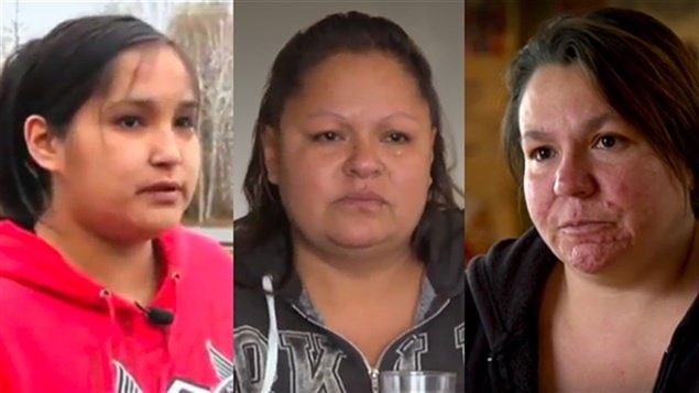 Bianca, Priscillia et Angela, mujeres indígenas de Val-d’Or que denunciaron las presuntas agresiones cometidas por policías de la Seguridad de Quebec, SQ, en el programa Enquête.