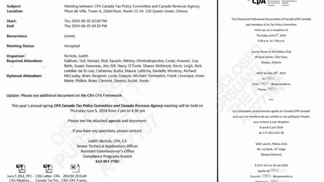 Documentos de la Agencia de Ingresos de Canadá obtenidos gracias a la Ley de Acceso a la Información.