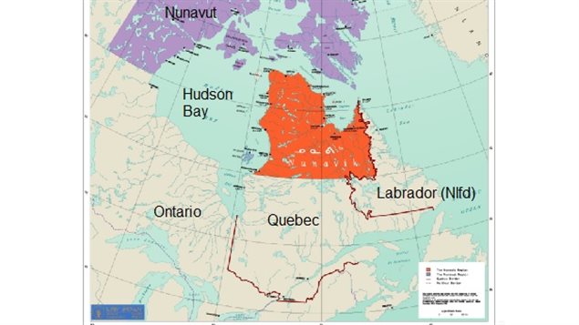 The northern part of the province of Quebec above the 55th parallel is known as Nunavik, a semi self governing region.