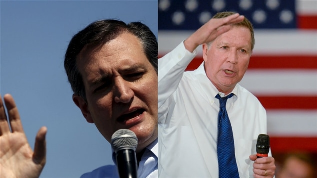 Los candidatos republicanos Ted Cruz y John Kasich.