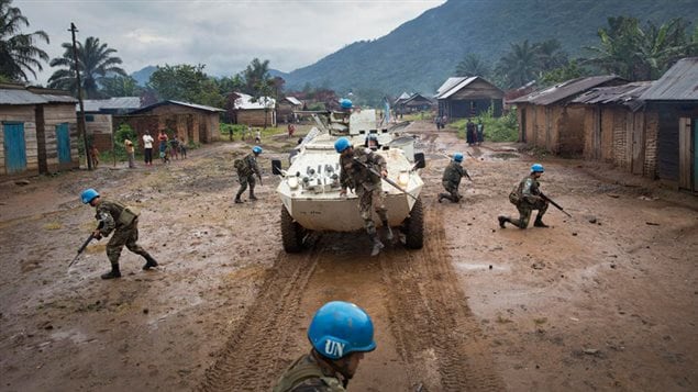 Cascos azules de la ONU desplegados en la República Democrática de Congo.