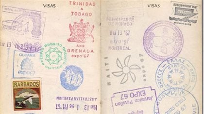 Inside an Expo passport showing countries and displays visited