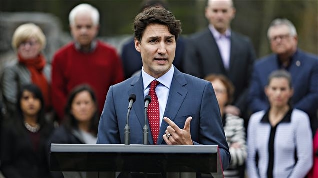 Justin Trudeau al final del retiro con su gabinete en Kananaskis, Alberta.
