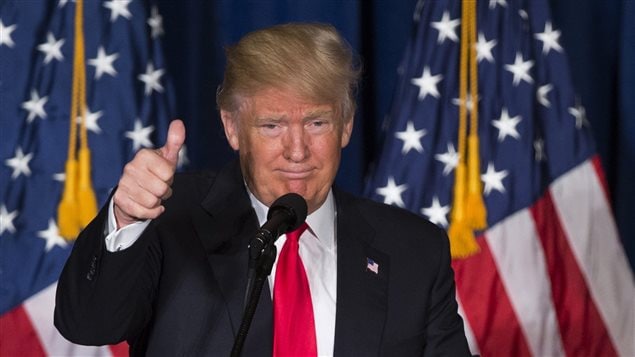 Donald Trump lors de son discours sur sa politique étrangère advenant qu’il soit président des États-Unis.