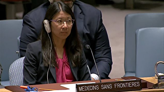 Joanne Liu, présidenta internacional de MSF, ante el Consejo de Seguridad de la ONU.
