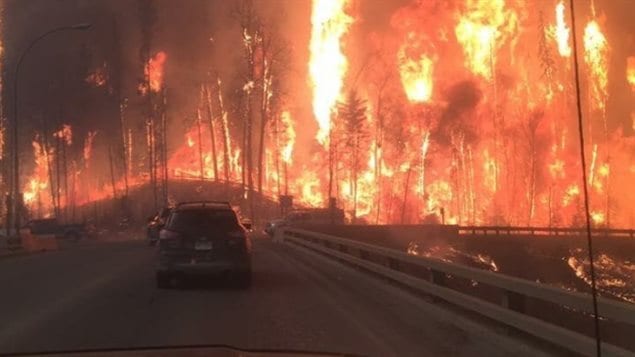 A view from residents trying to leave Fort McMurray, Alta., from Twitter user @ccccrystal__. The city is under an evacuation order due to a raging wildfire