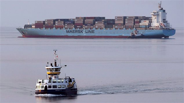  The container ship Maersk Jefferson arrives in Halifax on August 18, 2012. Statistics Canada report that Canada’s trade deficit reached a record $3.4 billion in March.