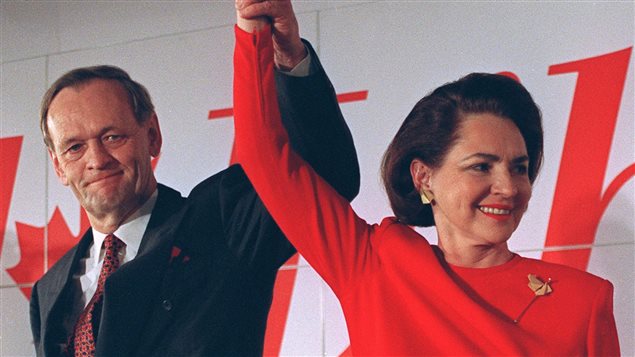 Jean Chrétien et sa femme Aline lors de la victoire du Parti libéral en 1993