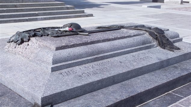 Canada’s granite and bronze Tomb of the Unknown Soldier at the foot of the National War Memorial in Ottawa, Canada’s capital
