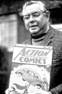 Canadian-born Joe Shuster shown in 1975. Co-creator of Superman, the most famous of superheroes and credited with inspiring the superhero genre. He died in Los Angeles in 1992, at age 78.