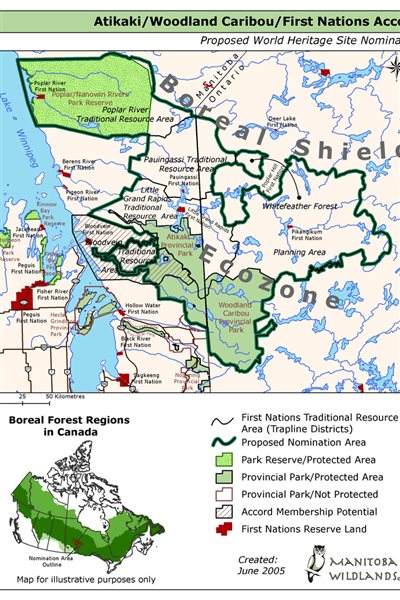 The proposed area of over 33,000 sq/km is home to many species of mammals, fish and birds. A UNESCO designation would add a level of preservation to the boreal forest area.