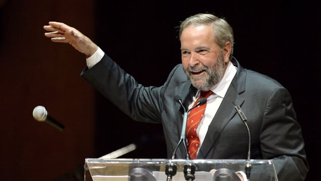 Thomas Mulcair en la cena de la Tribuna de la prensa parlamentaria.
