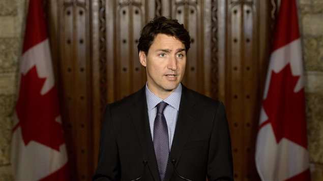  Prime Minister Justin Trudeau makes a statement regarding Canadian hostage Robert Hall in the Philippines during an availability in the House of Commons foyer on Parliament Hill in Ottawa on Monday, June 13, 2016.