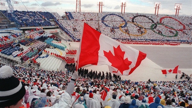 Ceremonia de apertura de los Juegos Olímpicos de Calgary en 1988. 