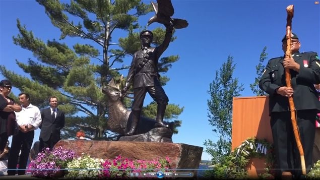 The statue and unveiling ceremony today near Parry Sound Ontario.