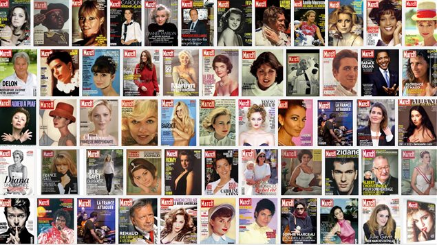 Une mosaïque de plusieurs couvertures de Paris Match Une mosaïque de plusieurs couvertures de Paris Match