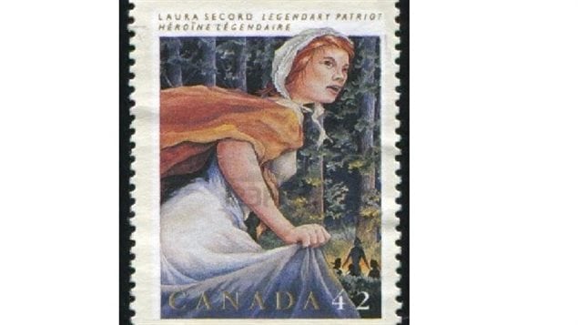 This stamp was part of a 1992 series honouring famous Canadian women. It reads; ‘Laura Secord, Legendary Patriot’ and depicts her on her June 1813 walk into history.