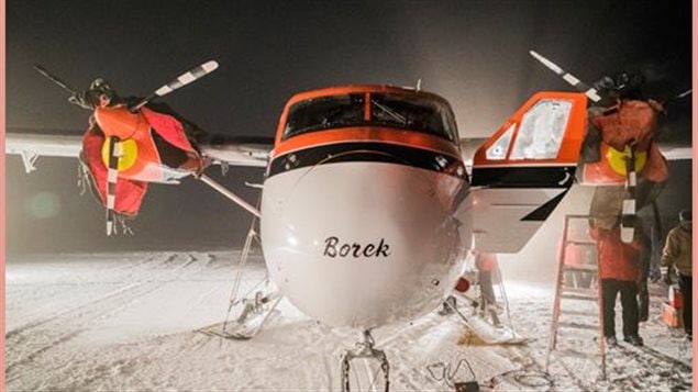  One of the two Kenn Borek Air Twin Otter planes that flew to Antarctica for a medical evacuation of two sick workers at NSF’s Amundsen-Scott South Pole Station.