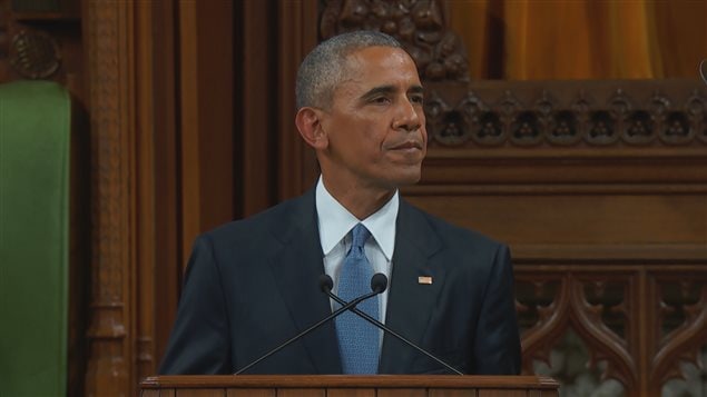 باراك أوباما يلقي كلمة أمام مجلس العموم الكندي 