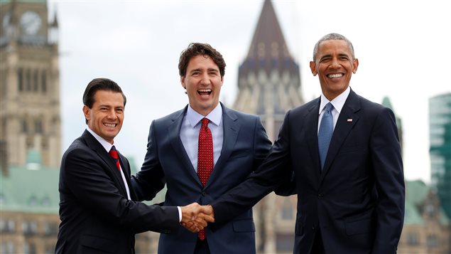  El presidente mexicano Enrique Peña Nieto, el primer ministro de Canadá Justin Trudeau y el presidente de Estados Unidos Barack Obama, el pasado 29 de junio.