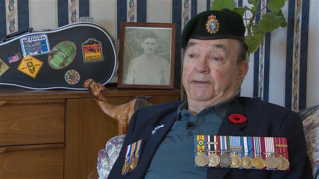 Robert Cornect, hijo de Eugène Cornect, soldado de Terranova que resultó herido en la batalla de Beaumont-Hamel, Francia.