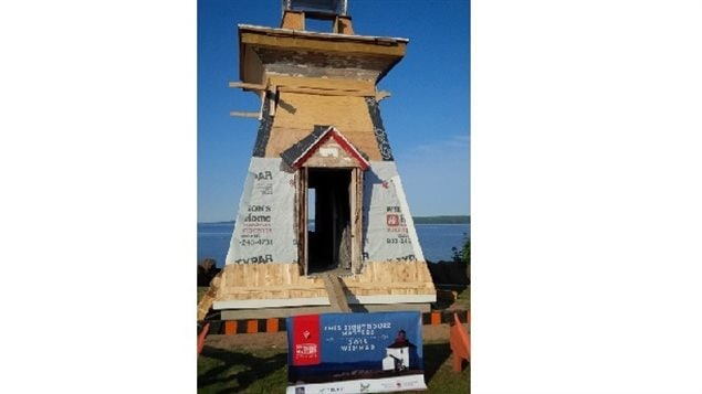 The old Digby Pier Lighthouse under restoration thanks to a National Trust grant. Rededication is planned for July 23.