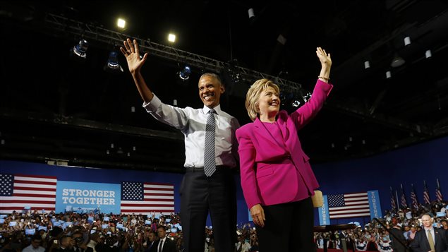 Hillary Clinton y Barack Obama en Charlotte, Caroline du Nord.