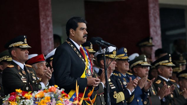 El presidente de Venezuela, Nicolás Maduro, en una ceremonia de conmemoración de la independencia del país.   