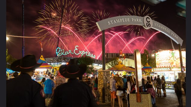 Another shot of the nightlife at Stampede Park with spectacular fireworks displays