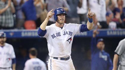 Blue Jay Michael Saunders headed toTuesday's All-Star Game after he won a fan-vote for the final roster spot. We see Saunders in his home-white uniform (with
