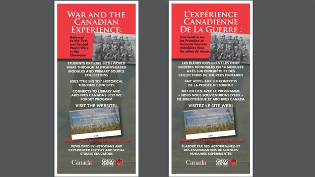 the bilingual handout to invite people to visit and study Canadian history via the upcoming website warandthecanadianexperience.com