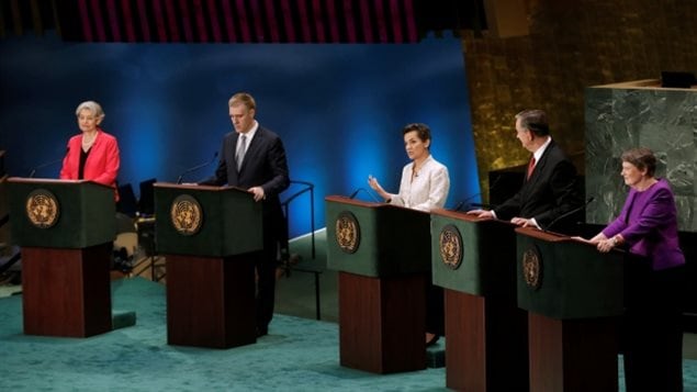 In groups of five, ten of the 12 candidate for UN secretary-general took part in public debates on July 12, 2016.