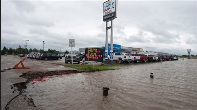 July 10, Melville Saskatchewan. Ditches overflowed, roads washed out with the massive rains. Highways have been closed and 24 communities have declared states of emergency.
