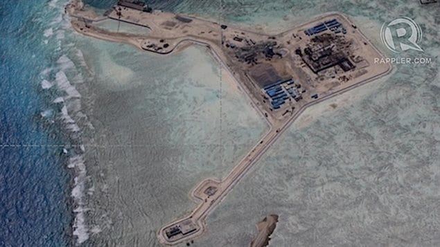 Chinese created island on top of Gaven reef as of December 12, 2014