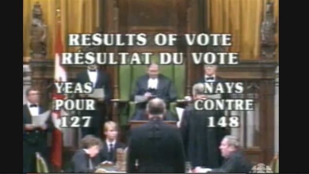 The death penalty was abolished in Canada in a vote in the House of Commons on July 14, 1976. This image of the House of Commons in 1987 shows the defeat of a bill to re-introduce the death penalty in Canada.