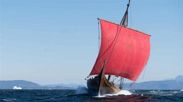 Draken Harald Hårfagre in full sail and a good wind