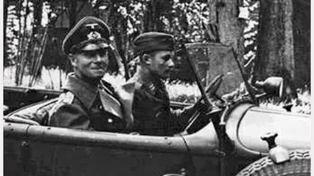 Field Marshal Erwin Rommel in his Horch staff car. Unlike many officers, he liked to sit up front. had he been tn the back, he might not have suffered the severe head injuries from the crash which ended his war, and which changed the course of the Normany campaign which continued without the leadership of one of Germany’s best leaders.