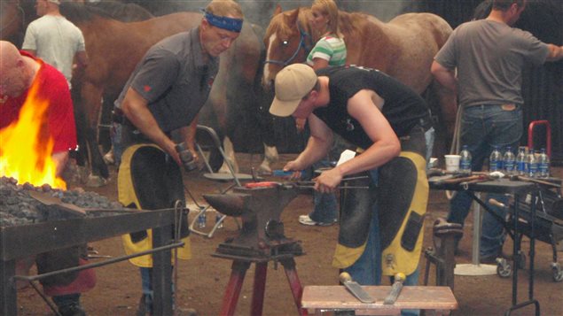 Blacksmith competitions are among the many western skills demonstrated, This photo taken at the 2010 competition
