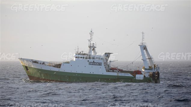 July 7 1016, Another trawler of several fishing in the Barents Sea. Grande Hermine’s home port is St Malo.