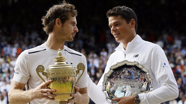 Milos Raonic, right, lost the Wimbledon final to Andy Murray. That won't happen this year in Toronto. Murray isn't playing. Neither is Roger Federer nor Rafa Nadal.  We see the pair in their Wimbledon whites standing next to one another holding their trophies. Murray's is gold, Raonic's is silver.