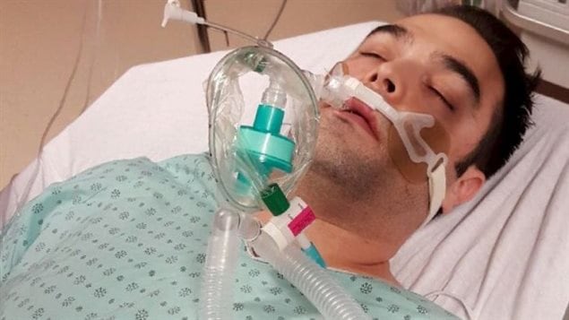 Simon-Pierre Canuel went into anaphylactic shock and cardiac arrest after a waiter served him salmon in spite of his warnings.